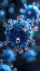 Detailed Close-Up of Virus Structure in Scientific Background