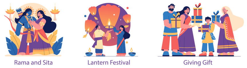 Divali. Flat Vector Illustration