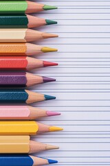 Fototapeta premium A row of pencils with different colors and sizes