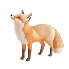 Obraz premium Cute and curious fox looking up with alert expression, ideal for wildlife, nature and animal themes.