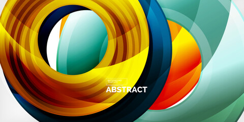 Bright colorful circles with light effects. Abstract background