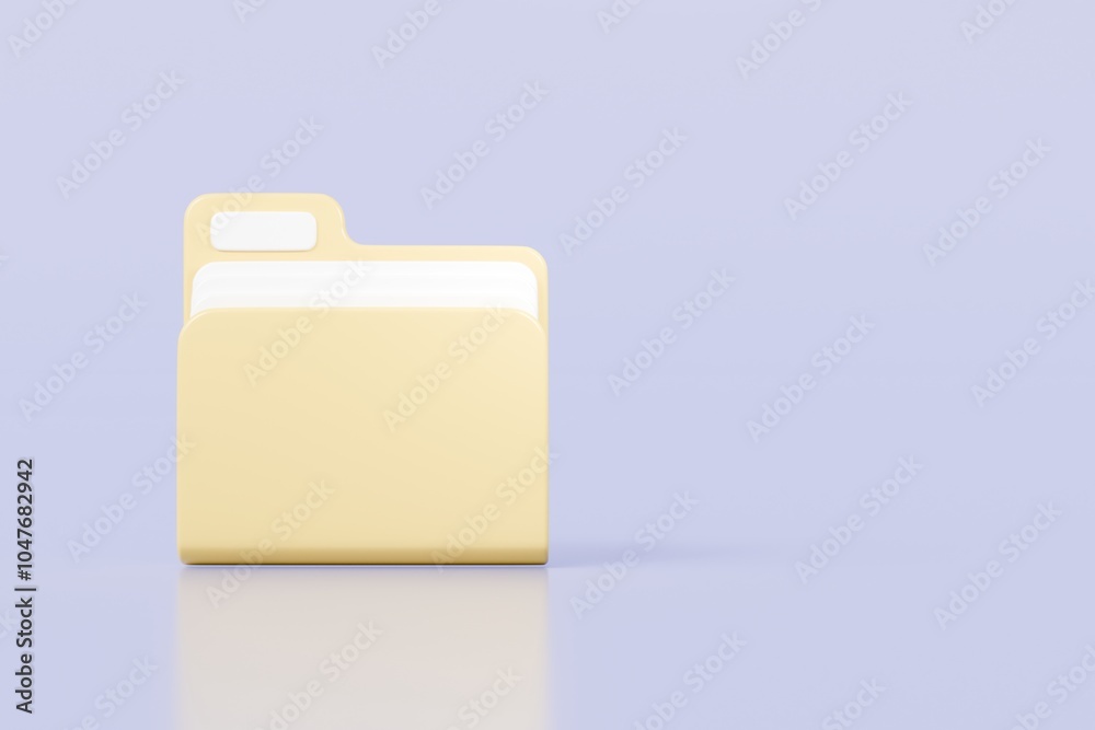Poster 3d folder file icon. minimal office files folder data storage bank data office files fold icon. docu