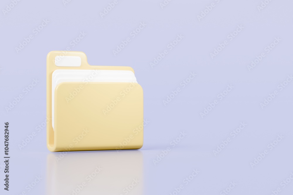 Poster 3d folder file icon. minimal office files folder data storage bank data office files fold icon. docu