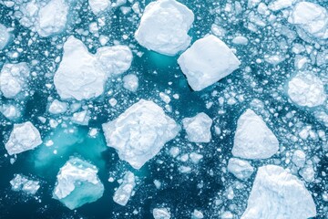 Obraz premium Melting glaciers and floating icebergs illustrate Gulf Stream collapse and urgent climate issues in the Atlantic Ocean