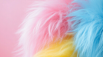 Obraz premium Colorful fluffy textures in pastel shades of pink, blue, and yellow against a soft background