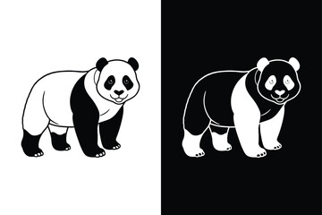 Panda bear vector illustration icon, panda silhouette vector icon on white background.