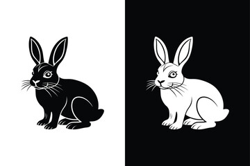 Black side silhouette of a rabbit vector icon isolated on white background.