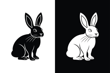 Black side silhouette of a rabbit vector icon isolated on white background.