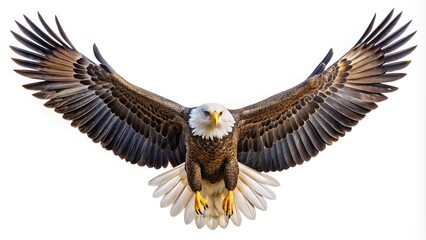 Obraz premium Symmetrical American eagle flying on white background