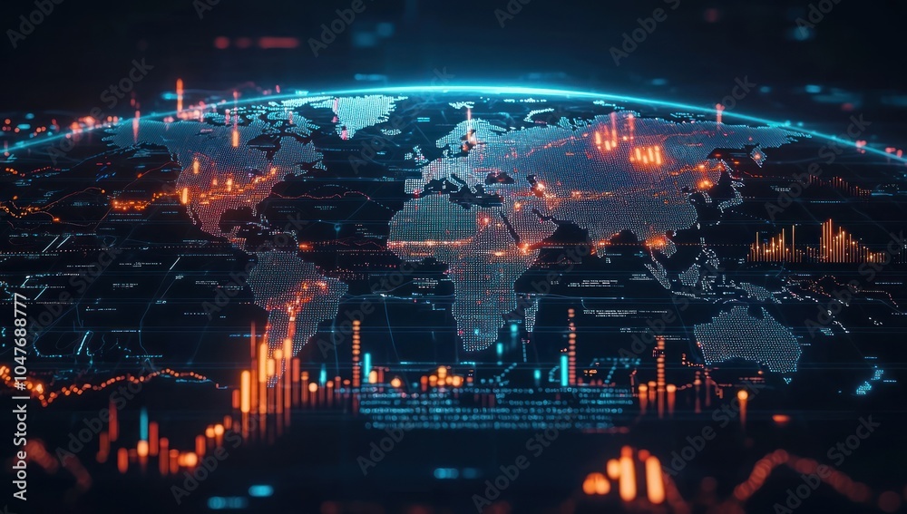 Poster Global Network Map with Data Visualizations