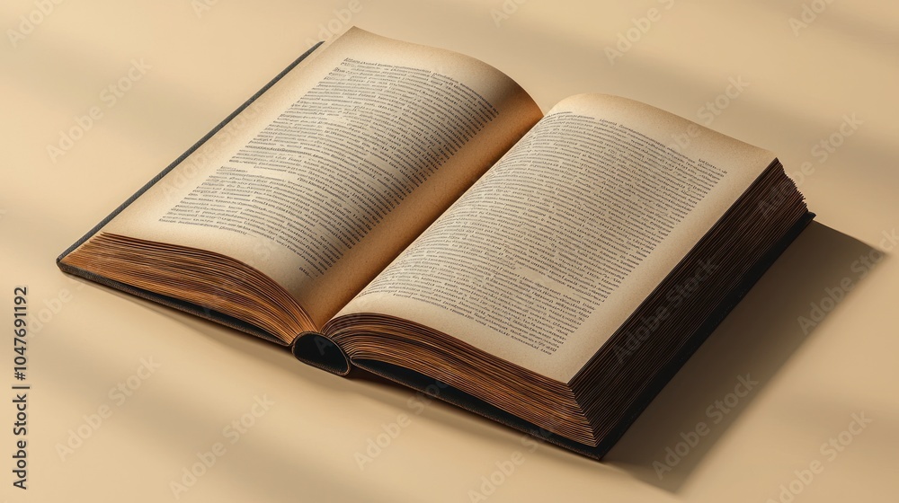 Poster An Open Book With Aged Pages and Black Binding