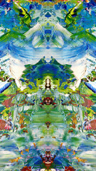 Abstract background art . Ethnic pattern. Mixtures of oil paint. Trendy hand painting canvas. Wall decor and Wall art prints Idea. 3D Texture. Art object