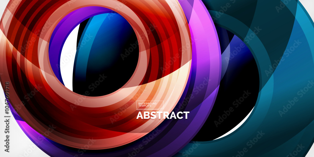 Poster Bright colorful circles with light effects. Abstract background