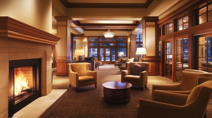 Cozy Fireplace and Lounge Area in a Luxurious Hotel
