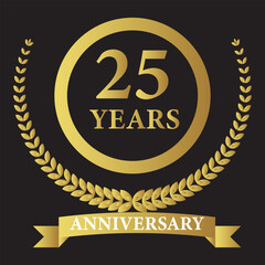25 years anniversary icon with laurel wreath. Vector illustration.