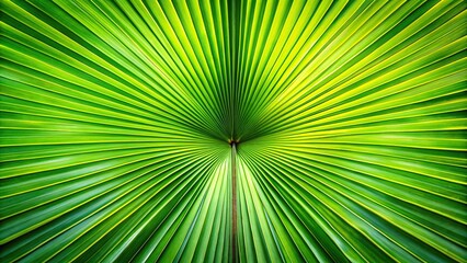 Obraz premium Symmetrical arrangement of palm leaves against a green coconut leaf background