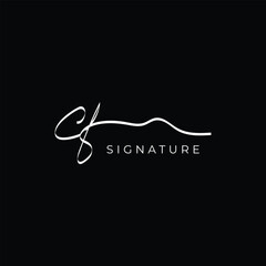 letter CF logo design handwriting signature template vector icon