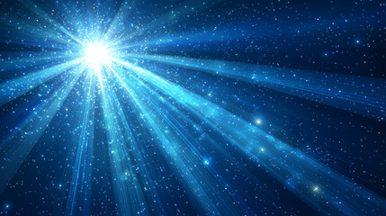 Fototapeta premium Abstract Cosmic Light Rays on Blue Background