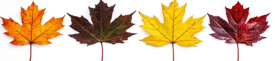 Obraz premium The autumn leaves are isolated on a white background. High resolution.