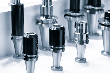 Milling metal cutter tools for CNC machine, industrial design background, engineering technology concept