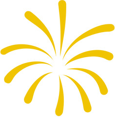 Radiant yellow firework icon. Firecracker design. New year celebration element.