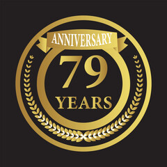 79 years anniversary icon with laurel wreath. Vector illustration.