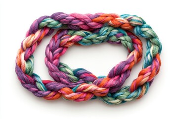 Naklejka premium Isolated colorful ropes on white, top view.
