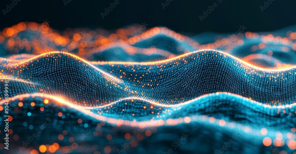 Poster the background consists of a printed circuit board with depth of field effects and bokeh. there are 