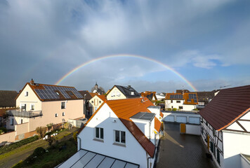 Charming and picturesque neighborhood, beautifully enhanced by a rainbow appearing after a rain