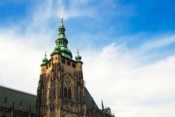 Fototapeta premium Famous Notre Dame. Photo of ancient historical architecture in France capital Paris against the background of sky with clouds.