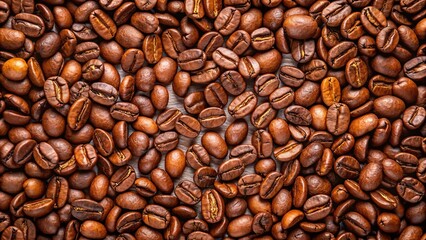 Fototapeta premium Symmetrical background of roasted coffee beans