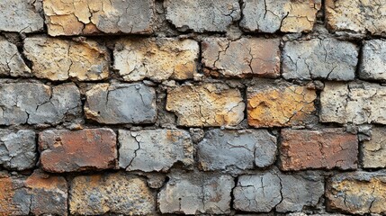 Obraz premium Weathered Brick Wall with Cracked Mortar