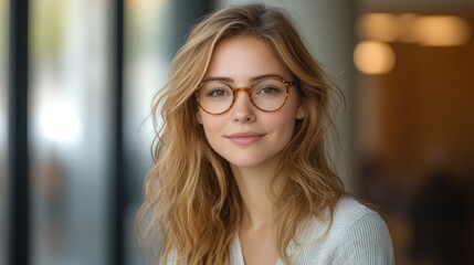 Obraz premium Confident Young Businesswoman with Elegant Glasses. Corporate Anthropologist
