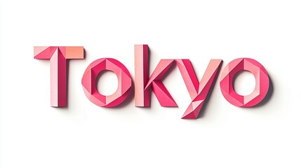 Tokyo City symbol art poster Origami Lettering.