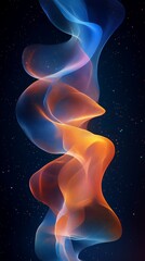 Naklejka premium Abstract wave of blue and orange light swirling against a starry background.