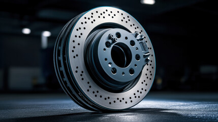 High performance brake disc with intricate design and polished surface, showcasing advanced engineering and durability. Ideal for automotive enthusiasts and professionals