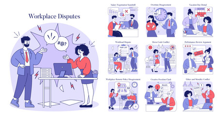 Workplace Disputes. Flat Vector Illustration