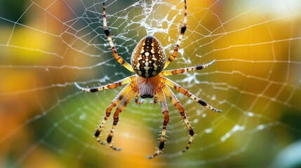 Spider on a Web with a Blurred Background