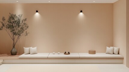 Minimalist Living Room with Modern Sofa and Plant