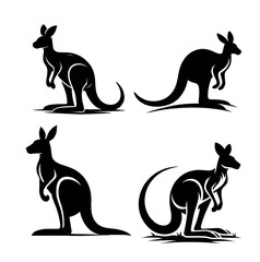 Collection of Four Silhouette Kangaroos