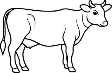 black and white cow vector 
