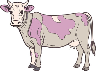 black and white cow vector 