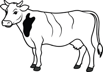 black and white cow vector 