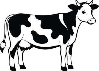 black and white cow vector 