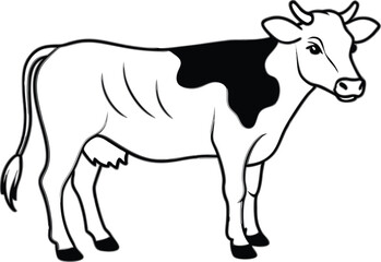 black and white cow vector 