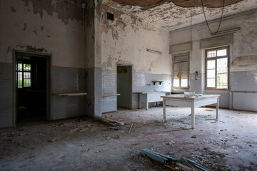 Forgotten Building in Northern Italy The Old Abandoned Seminary with a Blue Chapel