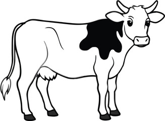 black and white cow vector 