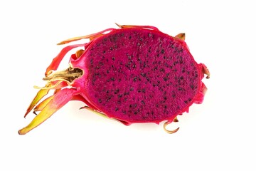 Dragon fruit ( Pitahaya or Pitaya ) on white background .    