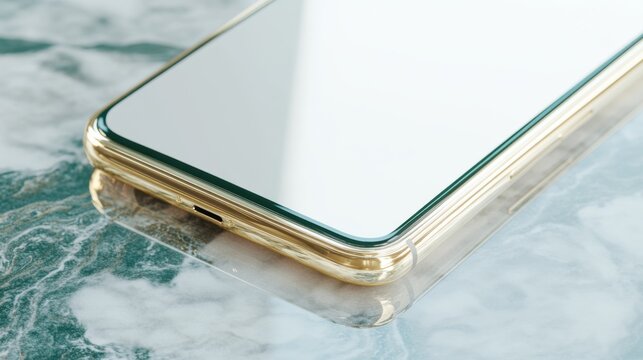 大理石の表面の保護ケースを備えた洗練されたモダンなスマートフォン