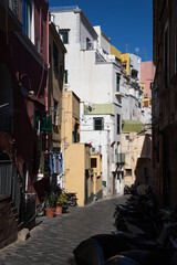 Naklejka premium beautiful Procida island with colorful houses in sunny summer day, Italy